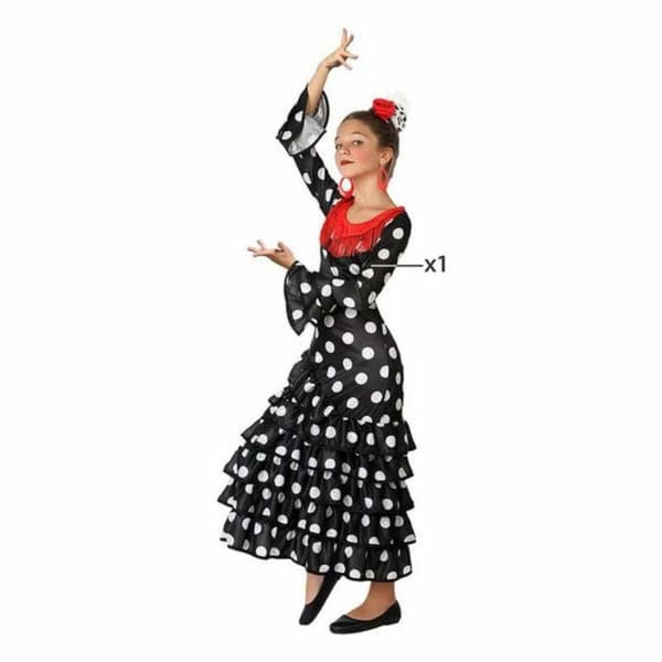 Kostume til børn Sevillana danser Sort - 3-4 år