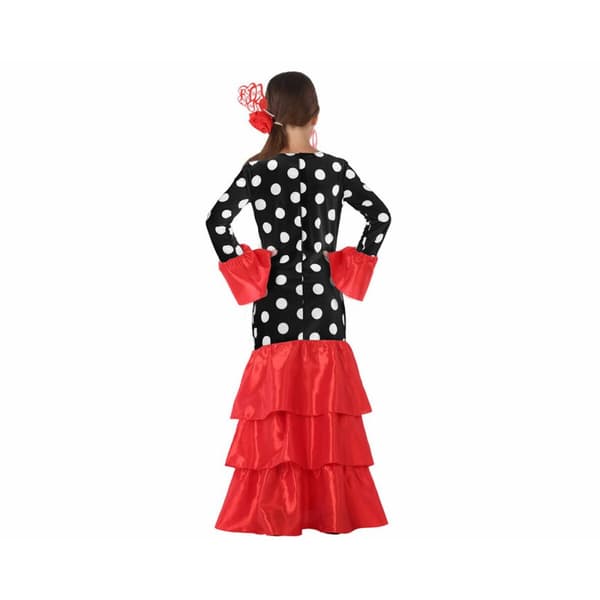 Kostume til voksne Flamenca Sort Rød Spanien - 7-9 år