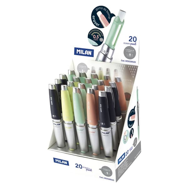 Milan Udstillingsboks 20 Capsule Slim Silver Capsule Slim Silver Mekaniske Blyanter 0.5 Mm Transparent