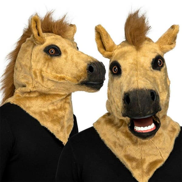 Viving Costumes Med Jaw Mobile Horse Horse Mask Gylden