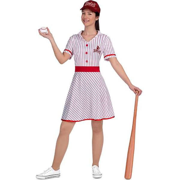 Viving Costumes Baseball Player Custom Vintage Valkoinen L