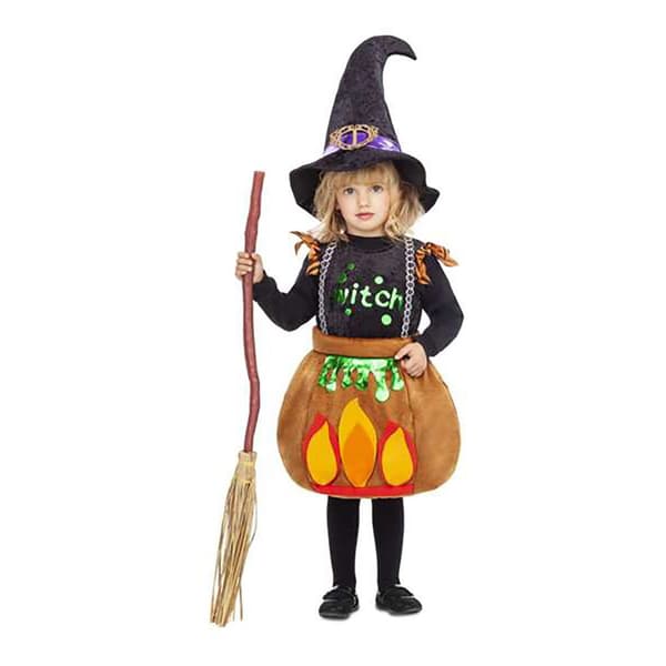 Viving Costumes Heks Med Flammer Pige Kostume  3-4 Years