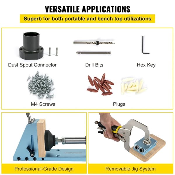 Lomme Hul Jig Kit, Opgraderet Aluminium, Justerbar Tømrer Samling