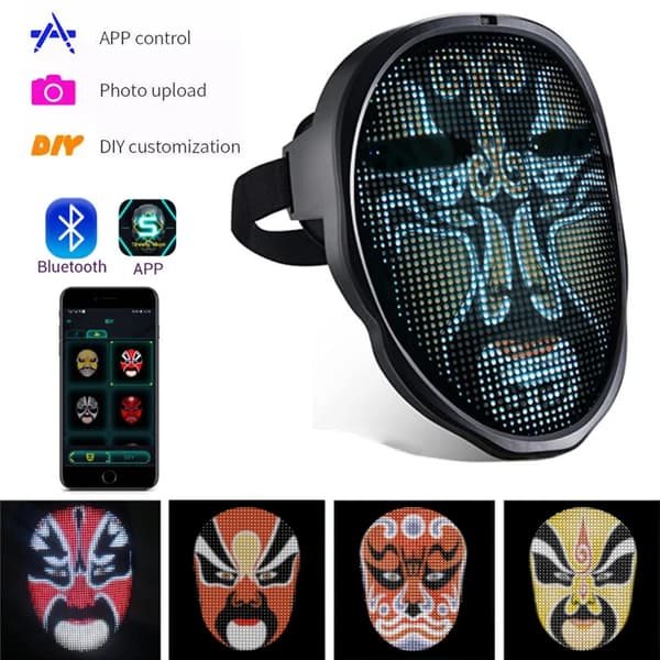 Bluetooth LED -kasvomaski, sovelluksen ohjaus, eleentunnistus,115 kuviota