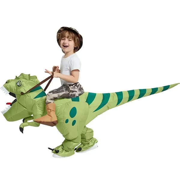 Uppblåsbart Dinosauriekostym, Hållbar Polyester, Lätt att Blåsa Upp,En storlek, Barn 80-120 cm