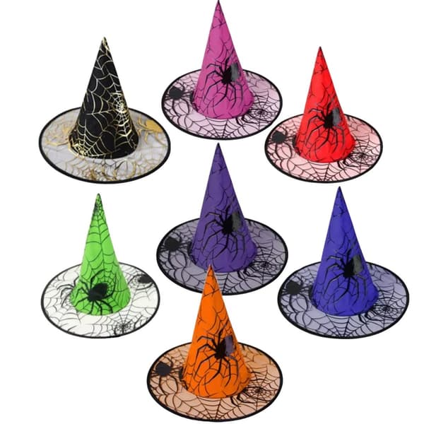 Halloween heksehatter, farverigt design, perfekt til fester,Farverig