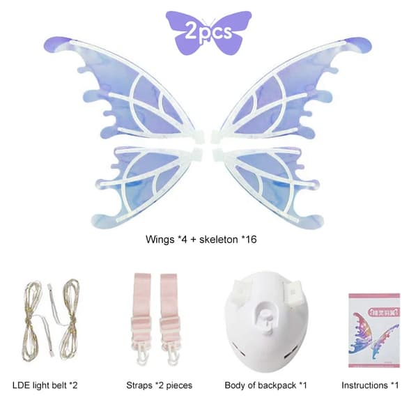 Butterflyvinger, 4 vinger & skelet, tilpasselige stropper,2Pcs-Med Lys