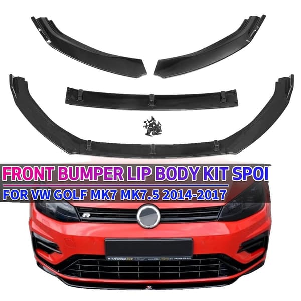 Front Bumper Lip Spoiler, Glansende Sort Finish, Nem Installation, Perfekt Pasform