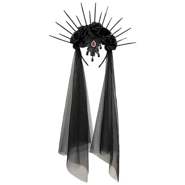 Gothic Blomst Halloween Hovedbånd, Indviklet Blomsterdesign, Perfekt til Cosplay,Sort