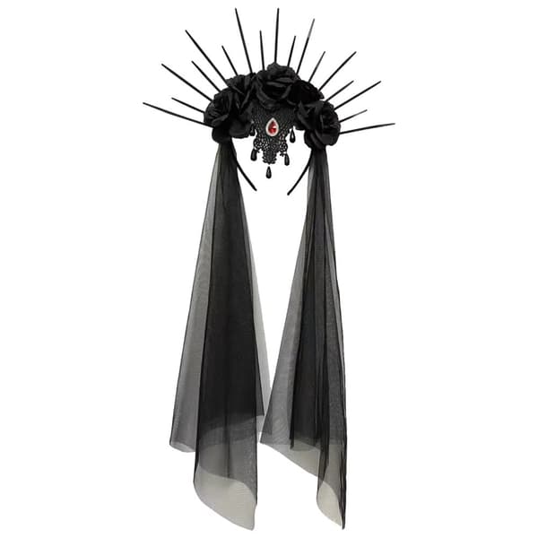 Gothic Blomst Halloween Hovedbånd, Indviklet Blomsterdesign, Perfekt til Cosplay,Sort