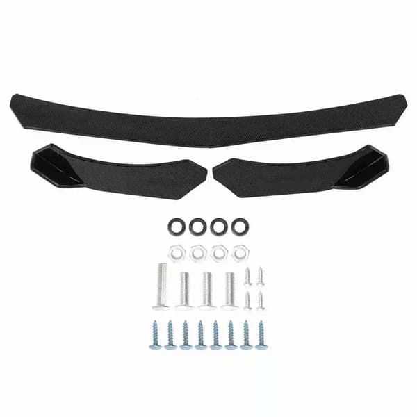 Front Bumper Lip Spoiler, Carbon Fiber Stil, Universel Pasform,sort