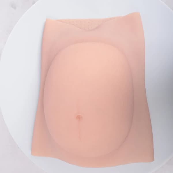 Silikone Gravid Mave, Medicinsk Kvalitet Silikone, Realistisk Design, Behagelig Pasform,Elfenben Hvid, September