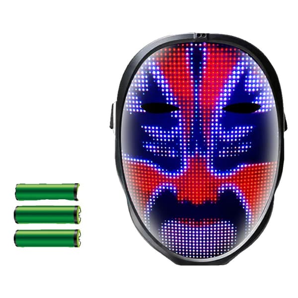 LED Glow Mask, DIY-anpassning, Gesterkontroll, Livfull Display,Vuxen Batteristil