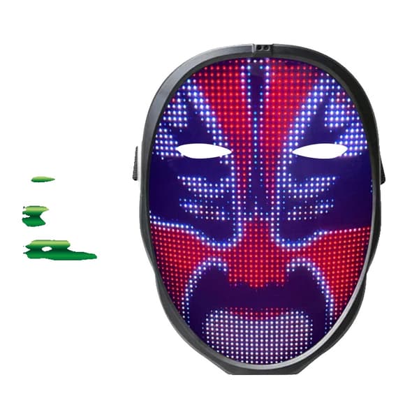 LED Lysende Maske, Bluetooth-aktiveret, Dækkende Ansigt,batteri