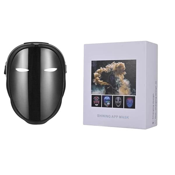LED Ansigtsmaske, Bluetooth Kontrol, Tilpasselige Billeder, Langtidsholdbart Batteri,Type-c opladning
