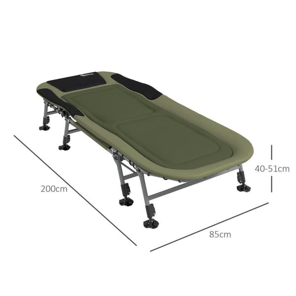 Camping Seng, 200x85x40-51 cm, Grøn
