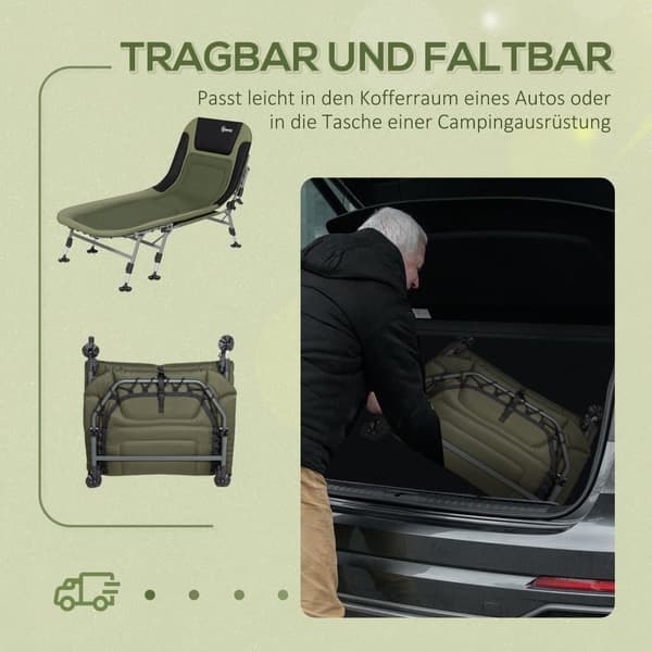 Camping Seng, 200x85x40-51 cm, Grøn