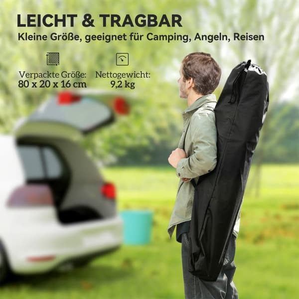 Camping Seng, 200x100x36 cm, Sort
