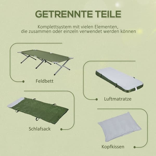 Camping Seng, 193x86x43 cm, Grøn