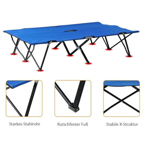 Sammenklappelig Camping Seng til 2 Personer, 193x125x40 cm, Blå+Sort
