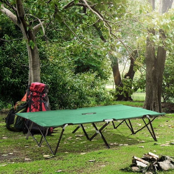 Campingbädd, 193x125x40 cm, Grön Svart