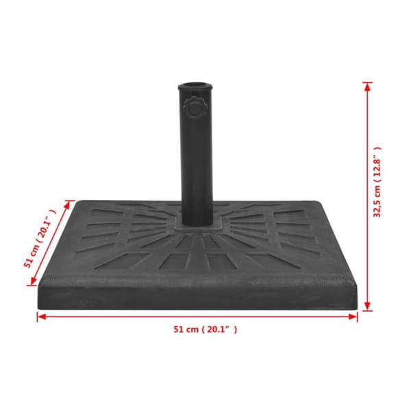 vidaXL Parasollfot harpiks kvadrat svart 19 kg