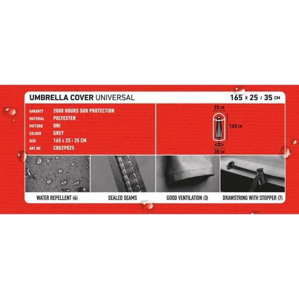 Madison Suojus seisovalle aurinkovarjolle 165x25 cm harmaa