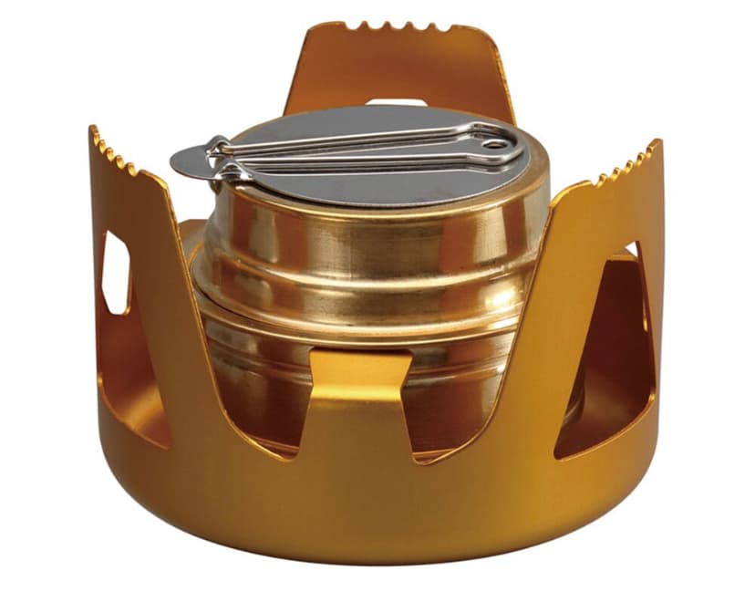 Spritbrännare med lock och stativ