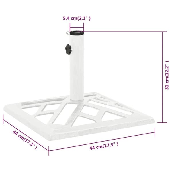 vidaXL Parasollbase hvit 44x44x31 cm støpejern