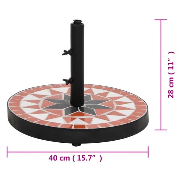 vidaXL Parasollfot terrakotta og hvit rund 12 kg