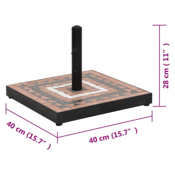 vidaXL parasolfod 12 kg firkantet terrakotta og hvid