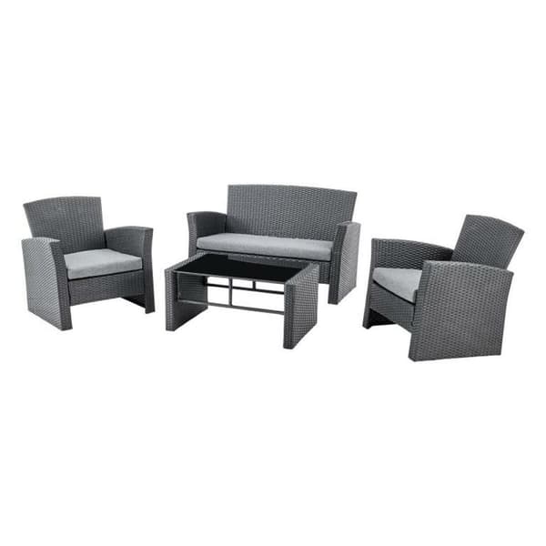 Pöytäsetti 3 nojatuolilla DKD Home Decor Harmaa 124 x 72 x 75 cm 121 x 63 x 73 cm synteettinen rottinki