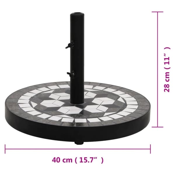 vidaXL Aurinkovarjon jalka mustavalkoinen pyöreä 12 kg