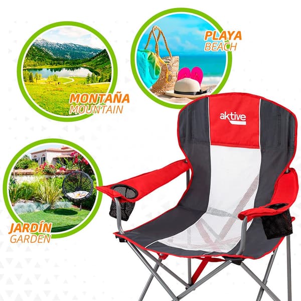 Aktive Stol Camping Plegable 60x58.5x98 Cm Rød