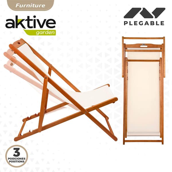 Aktive Träfällbar Solstol Acacia Vit