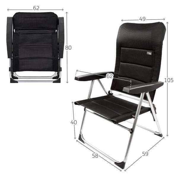 Aktive Moniasentoinen Taitettava Tuoli Deluxe Musta 62 x 48 x 3 cm