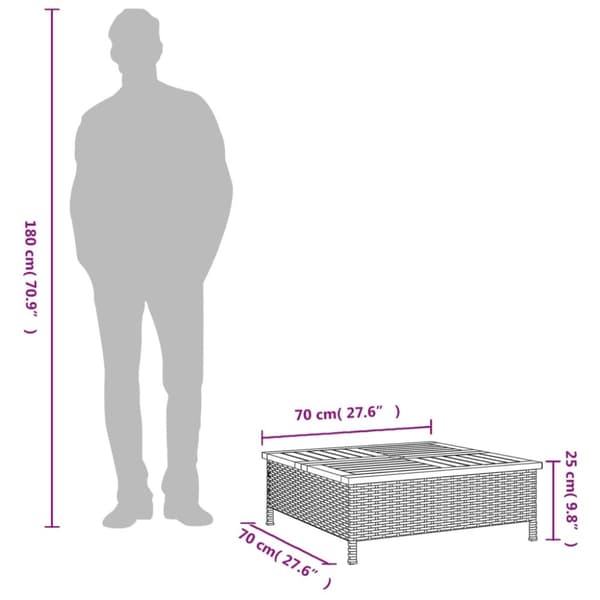 vidaXL Aurinkovarjon jalustasuoja musta 70x70x25 cm PP ja akasiapuu