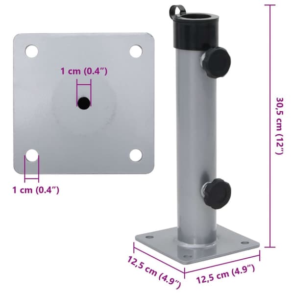 vidaXL Parasollfot för Ø38/48 mm stolpe silver stål