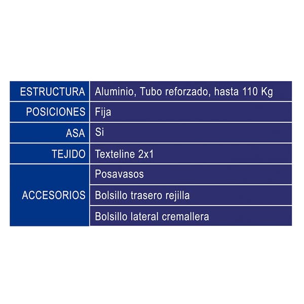 Atosa Strandstol Fixed 87x47x37 Cm Texteline 2x1