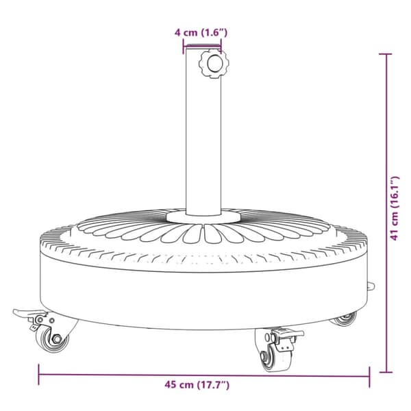 vidaXL parasolfod med hjul til Ø38/48 mm stænger 27 kg rund
