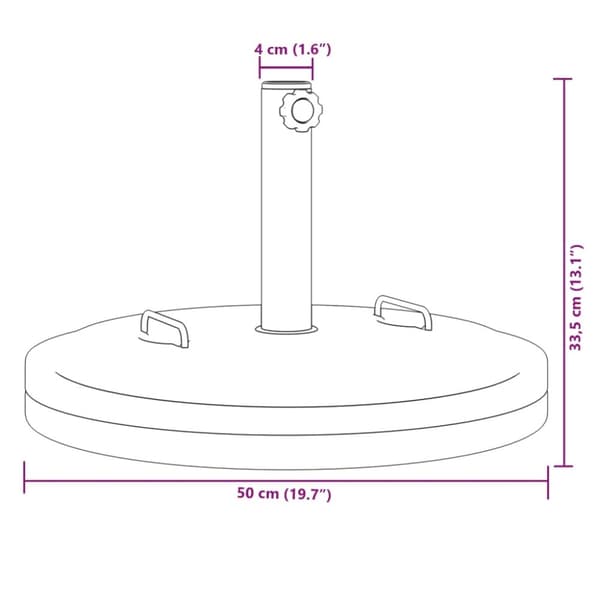 vidaXL Parasollfot med hjul for Ø38 / 48 mm stenger 25 kg rund