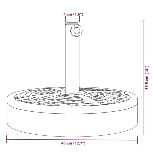 vidaXL Parasollfot for Ø38 / 48 mm stenger 25 kg rund
