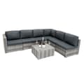 Pikkukuva 3 / 11: Rattan Modular Garden Furniture Set & Storage Box Sofa Sectional Chairs With Cushions Coffee Table Waterproof Lining Chest Gas Lift Lid Wheels Outdoor