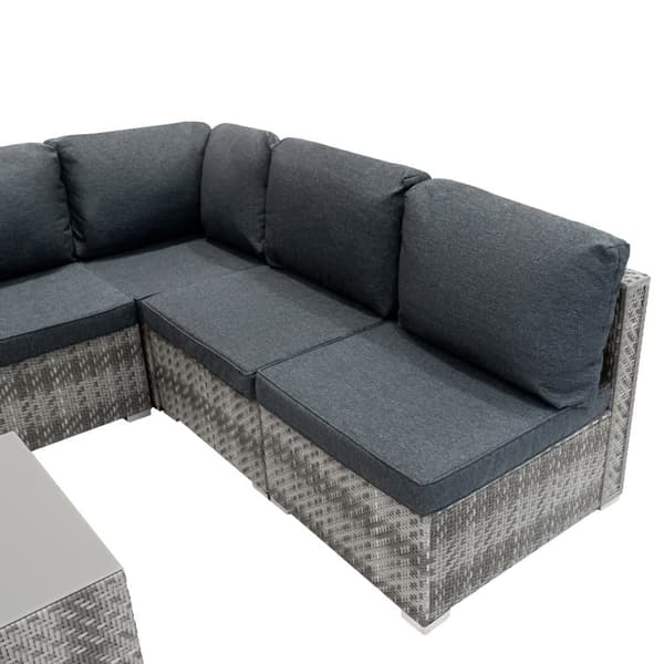 Rattan Modular Garden Furniture Set & Storage Box Sofa Sectional Chairs With Cushions Coffee Table Waterproof Lining Chest Gas Lift Lid Wheels Outdoor