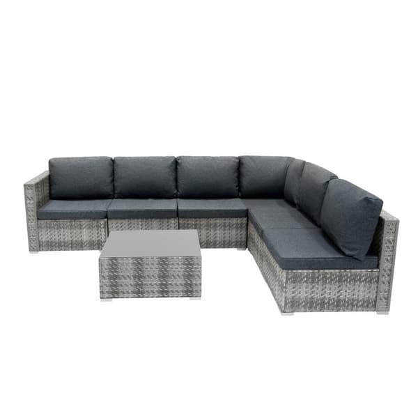 Rattan Modular Garden Furniture Set & Storage Box Sofa Sectional Chairs With Cushions Coffee Table Waterproof Lining Chest Gas Lift Lid Wheels Outdoor