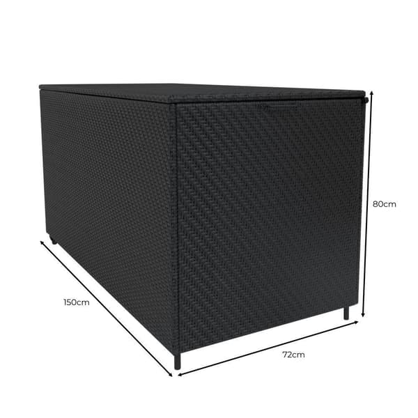 Rattan Modular Garden Furniture Set & Storage Box Sofa Sectional Chairs With Cushions Coffee Table Waterproof Lining Chest Gas Lift Lid Wheels Outdoor