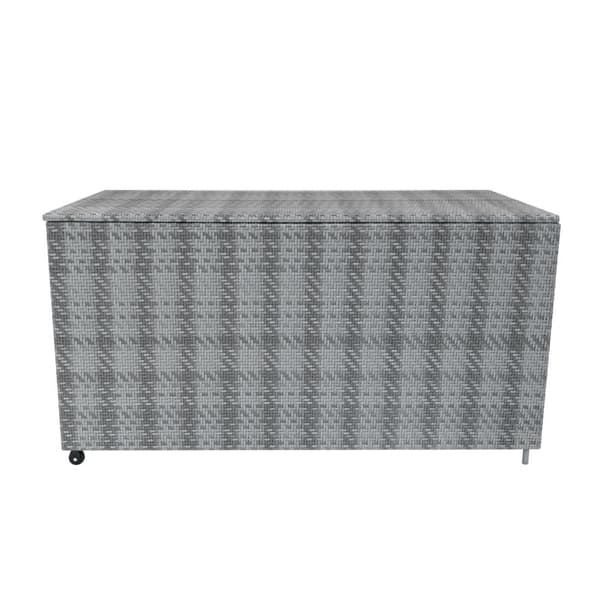 Rattan Modular Garden Furniture Set & Storage Box Sofa Sectional Chairs With Cushions Coffee Table Waterproof Lining Chest Gas Lift Lid Wheels Outdoor