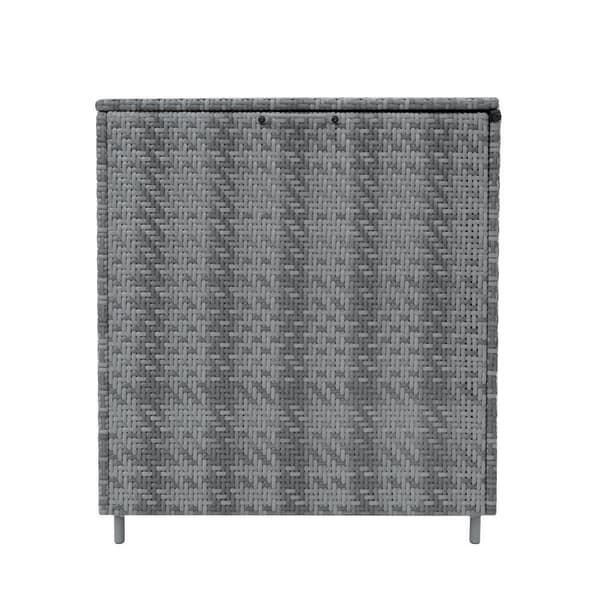 Rattan Modular Garden Furniture Set & Storage Box Sofa Sectional Chairs With Cushions Coffee Table Waterproof Lining Chest Gas Lift Lid Wheels Outdoor