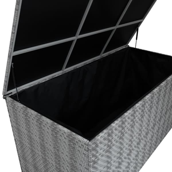 Rattan Modular Garden Furniture Set & Storage Box Sofa Sectional Chairs With Cushions Coffee Table Waterproof Lining Chest Gas Lift Lid Wheels Outdoor
