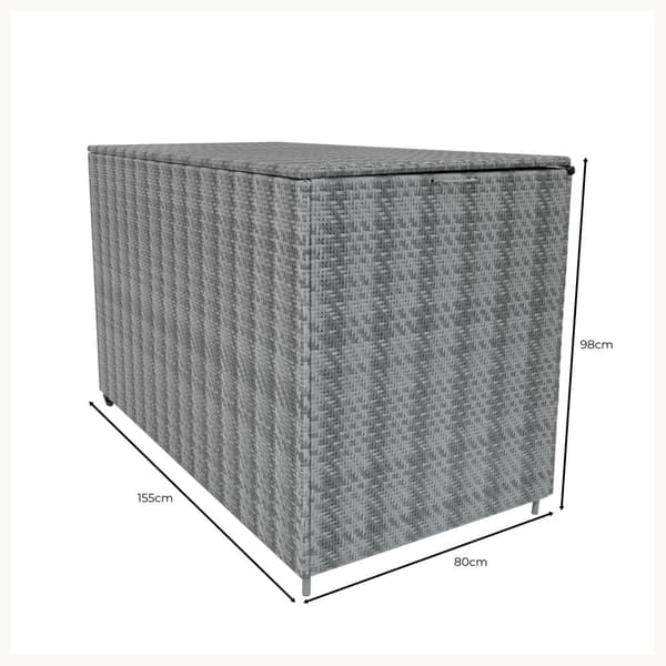 Rattan Modular Garden Furniture Set & Storage Box Sofa Sectional Chairs With Cushions Coffee Table Waterproof Lining Chest Gas Lift Lid Wheels Outdoor